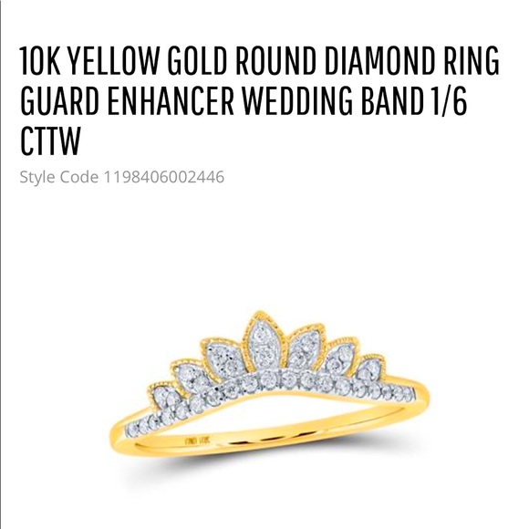 Jewelry - 10K YELLOW GOLD ROUND DIAMOND RING GUARD ENHANCER WEDDING BAND Free appraisal